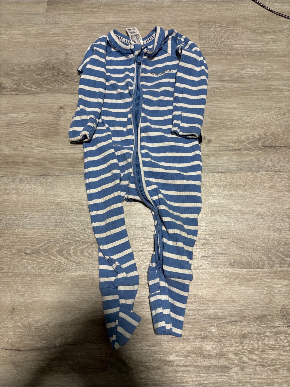Bonds Striped Blue & White Zip-Up Kids One-Piece